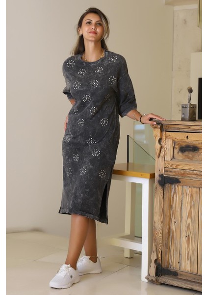 Yanları Yırtmaçlı Siyah Kadın Elbise 7249-2Y5 fiyatları