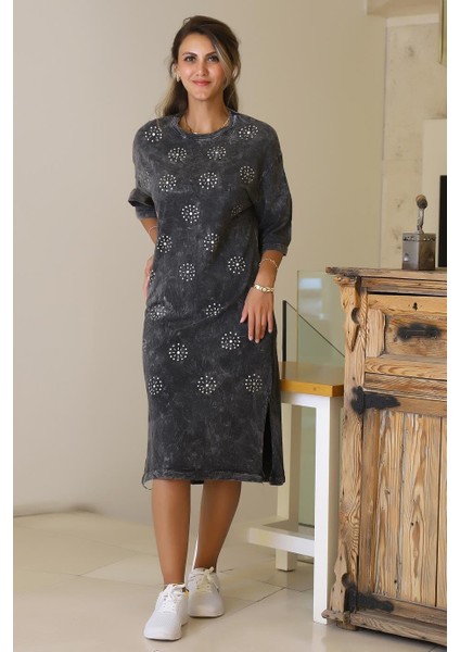 Yanları Yırtmaçlı Siyah Kadın Elbise 7249-2Y5 modelleri