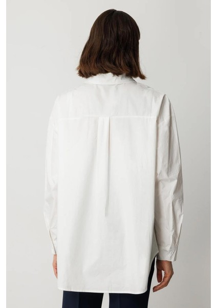 Boncuklu Kurdele Detaylı Beyaz Kadın Gömlek 50367-2Y5 fırsatları