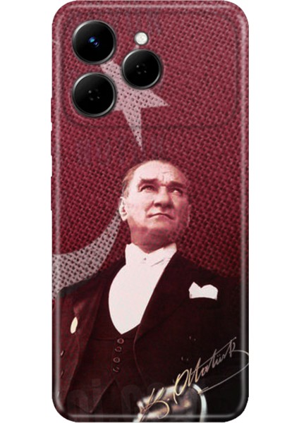 Tecno Spark 40 4g Uyumlu Kılıf 0.4mm Lazer Kesim Silikon Kapak M.k Atatürk