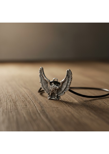 Koruyucu Kartal Gümüş Kaplama Deri İp Kolye indirimleri