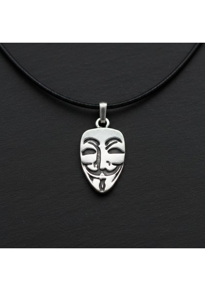 Direniş V For Vendetta Gümüş Kaplama Deri İp Kolye modelleri