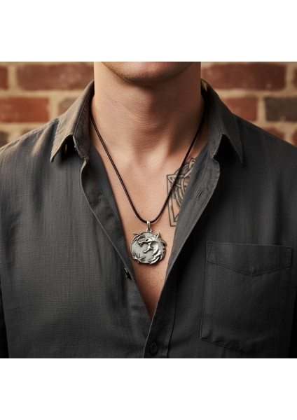 Büyülü Witcher 3 Madalyon Gümüş Kaplama Deri İp Kolye fiyatları