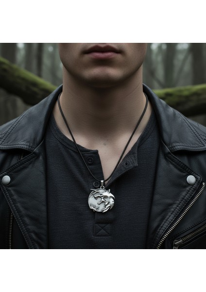 Büyülü Witcher 3 Madalyon Gümüş Kaplama Deri İp Kolye fırsatları