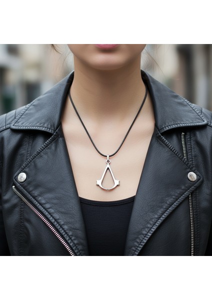 Animus - Assassin's Creed Gümüş Kaplama Deri İp Kolye