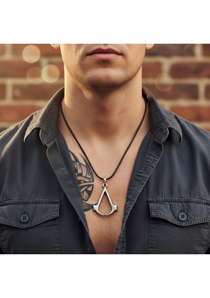 Animus - Assassin's Creed Gümüş Kaplama Deri İp Kolye fiyatları