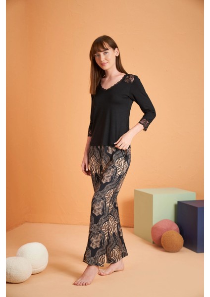 Pjs 28040 Kadın V Yaka Pijama Takım