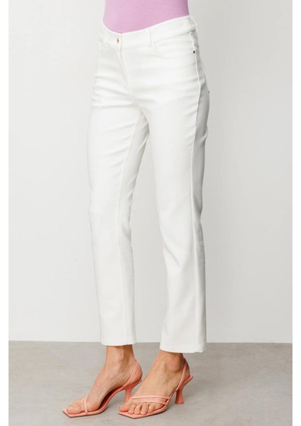 Ekol Beş Cepli Boru Paça Ekru Kadın Pantolon 2042-2Y5 fırsatları