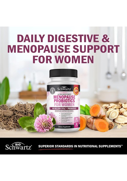 Bioschwartz Menopause Women - 40 Billion Cfu Probiotics Hot Flashes Night Sweats Mood Swings And Balance 60 Caps fiyatları