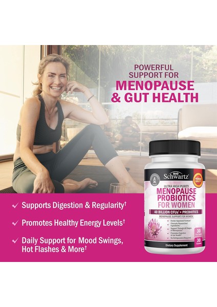 Bioschwartz Menopause Women - 40 Billion Cfu Probiotics Hot Flashes Night Sweats Mood Swings And Balance 60 Caps modelleri
