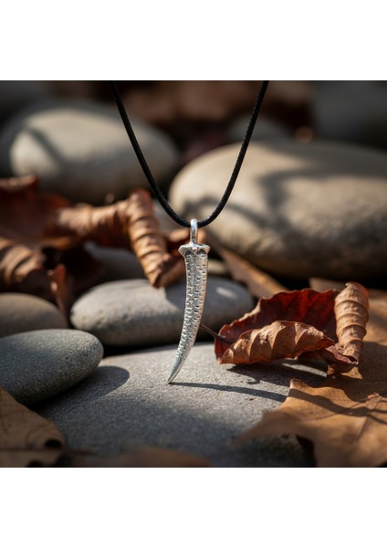 Fil Dişi Gümüş Kaplama Deri İp Kolye fırsatları