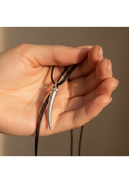 Fil Dişi Gümüş Kaplama Deri İp Kolye indirimleri