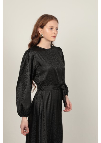 Leopar Jakarlı Elbise