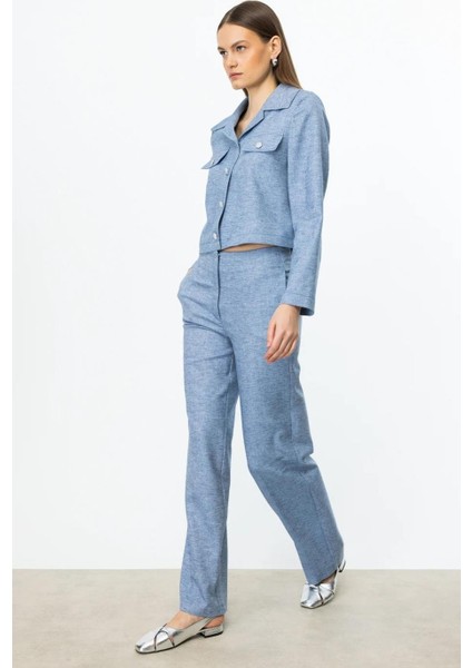 Yan Cepli Bol Paça Mavi Kadın Pantolon 4198-2Y5 fiyatları