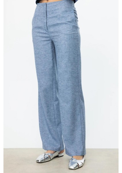 Yan Cepli Bol Paça Mavi Kadın Pantolon 4198-2Y5 indirimleri