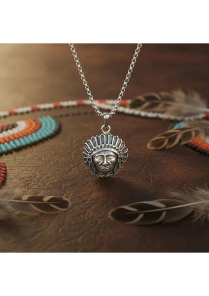 Özgür Ruh - Kızılderili Gümüş Kaplama Deri İp Kolye modelleri