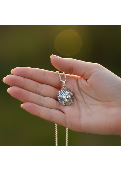 Özgür Ruh - Kızılderili Gümüş Kaplama Deri İp Kolye fırsatları
