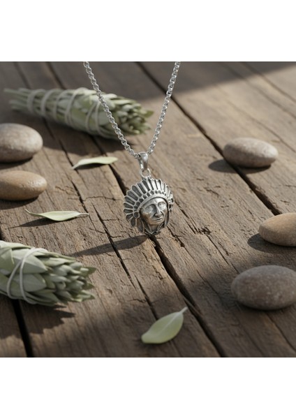 Özgür Ruh - Kızılderili Gümüş Kaplama Deri İp Kolye indirimleri