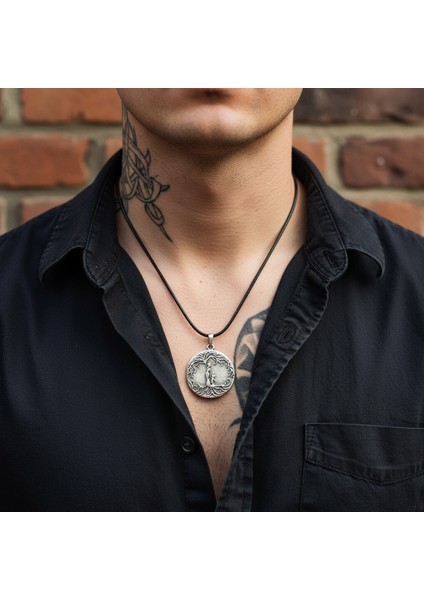 Anne Çocuk - Hayat Ağacı Gümüş Kaplama Deri Ip Kolye fiyatları