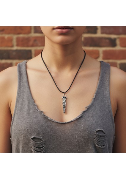 Çift Yılanlı Çubuk Gümüş Kaplama Deri İp Kolye fiyatları