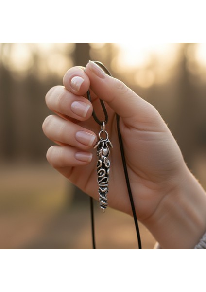 Çift Yılanlı Çubuk Gümüş Kaplama Deri İp Kolye fırsatları