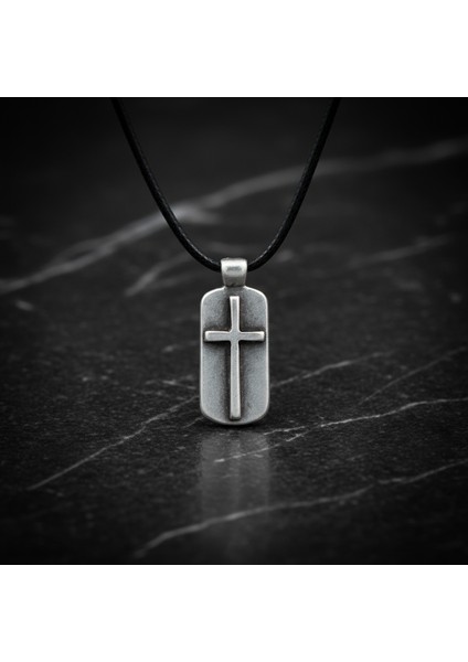 Haç Künye Gümüş Kaplama Deri İp Kolye fiyatları