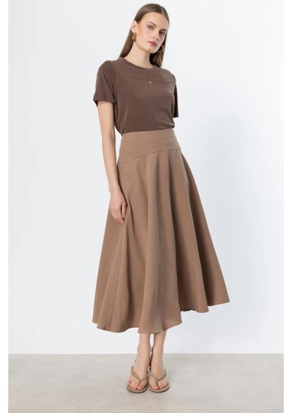 Volanlı Midi Boy Mocha Kadın Etek 54237-2Y5 fiyatları