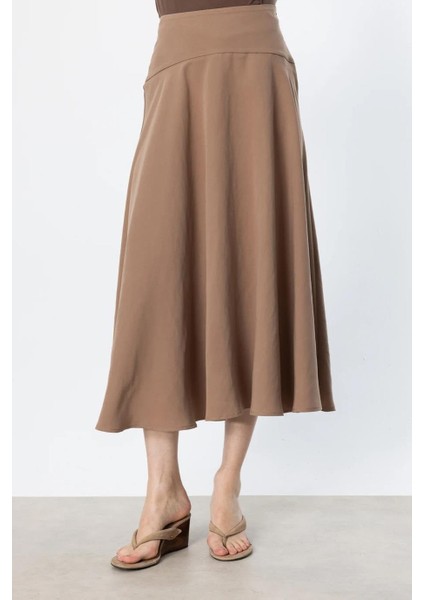Volanlı Midi Boy Mocha Kadın Etek 54237-2Y5 fırsatları