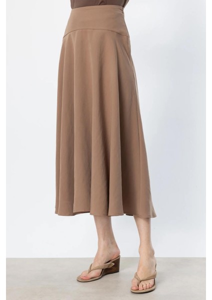 Volanlı Midi Boy Mocha Kadın Etek 54237-2Y5 indirimleri