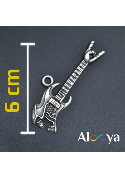Kuru Kafa Elektro Gitar Gümüş Kaplama Deri İp Kolye indirimleri