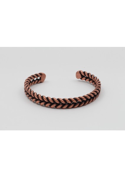 Bakır Eskitme Sarmal Örgü Bileklik