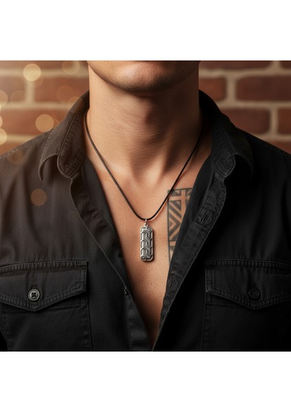 Çubuk Bar Gümüş Kaplama Deri Ip Kolye modelleri