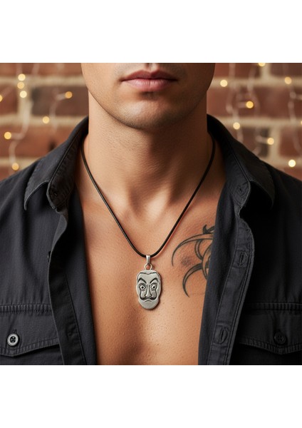 La Casa De Papel - Salvador Dali Gümüş Kaplama Deri İp Kolye fiyatları