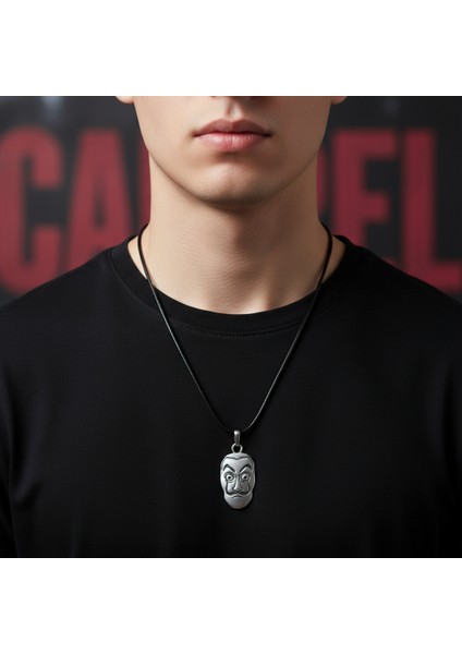 La Casa De Papel - Salvador Dali Gümüş Kaplama Deri İp Kolye fırsatları