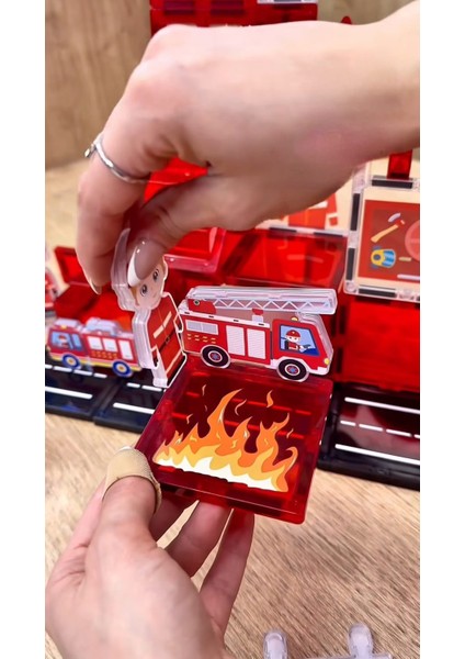 Manyetik LEGO Seti 48 Parça – Itfaiye Istasyonu Temalı Magnetic Tiles – 3+ Yaş Eğitici Oyuncak fiyatları