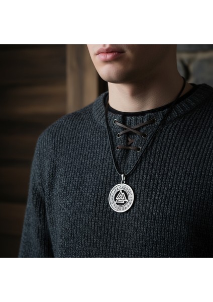 Mitoloji Viking Run Büyülü Sembol Gümüş Kaplama Deri Ip Kolye fırsatları
