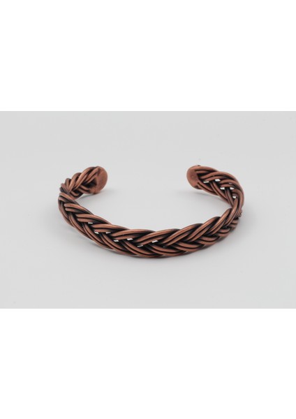 Bakır Eskitme Çift Örgü Bileklik