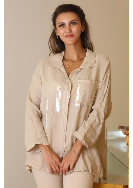 Uzun Kollu Cepli Kadın Bluz 13869-2Y5