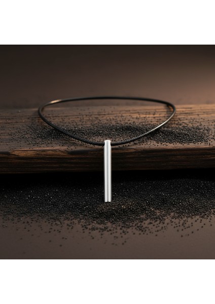 Silindir Çubuk Gümüş Kaplama Deri İp Kolye fırsatları