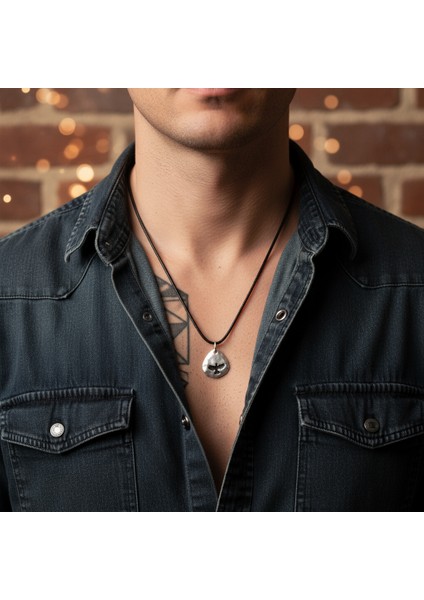 Kartal Gümüş Kaplama Deri Ip Kolye