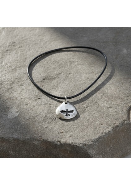 Kartal Gümüş Kaplama Deri Ip Kolye modelleri