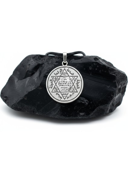 Hz. Süleyman Mühür Gümüş Kaplama Deri İp Kolye