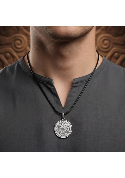 Hz. Süleyman Mühür Gümüş Kaplama Deri İp Kolye fiyatları