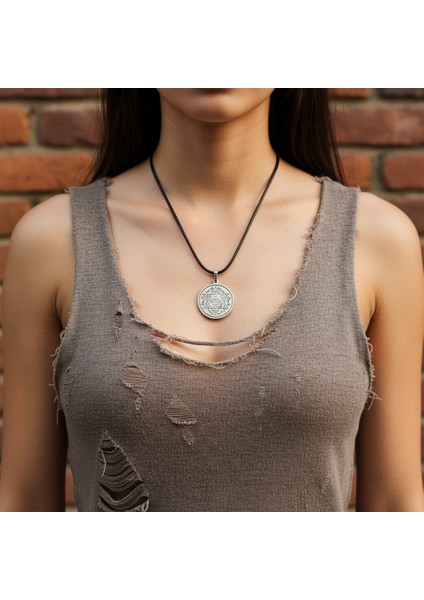 Hz. Süleyman Mühür Gümüş Kaplama Deri İp Kolye modelleri