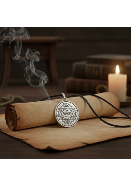 Hz. Süleyman Mühür Gümüş Kaplama Deri İp Kolye fırsatları