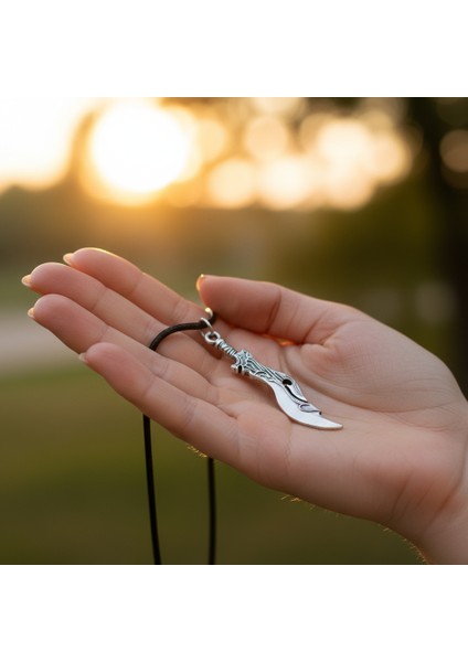 Lol Savaş Kılıcı Gümüş Kaplama Deri İp Kolye fırsatları