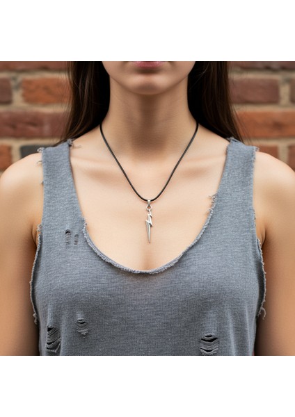 Şimşek - The Flash Gümüş Kaplama Deri İp Kolye fiyatları