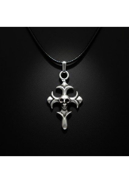Kuru Kafa Haç Gümüş Kaplama Deri Ip Kolye modelleri