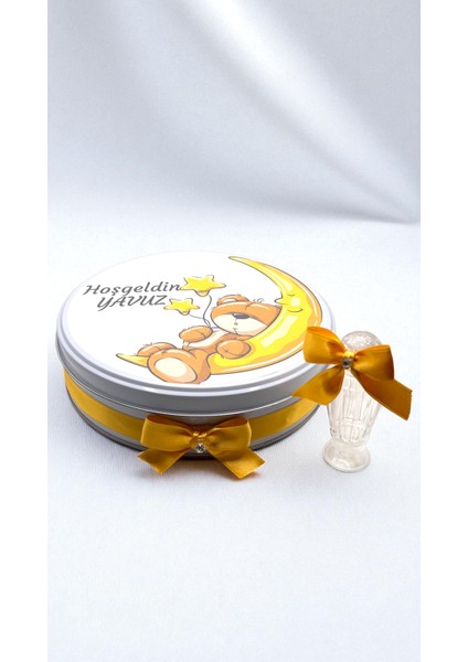 Isme Özel Ayda Uyuyan Sarı Ayıcık Temalı Bebek Çikolatası fiyatları