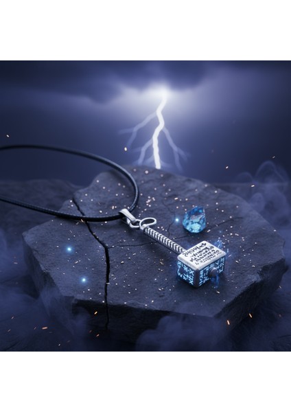 Sonsuz Güç - Thor Çekici Gümüş Kaplama Deri İp Kolye fırsatları